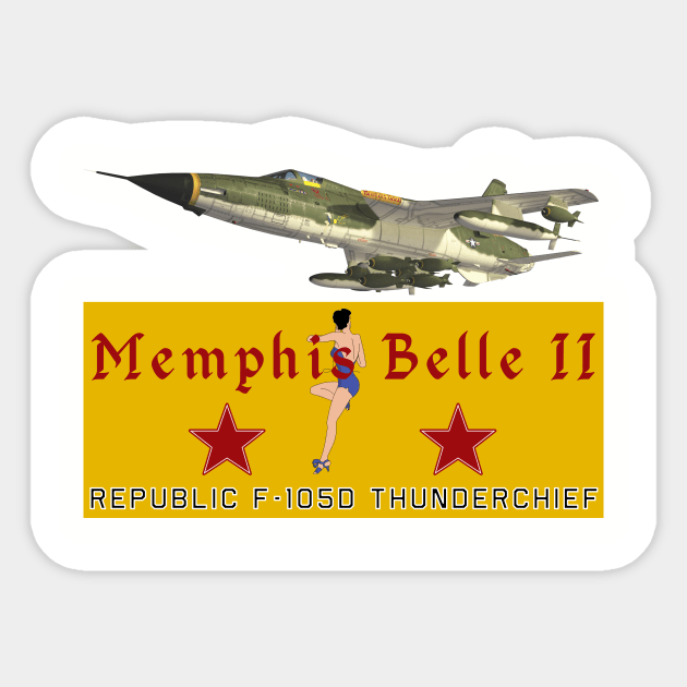 F-105D Thunderchief Memphis Belle II Sticker by John_Matthews_Art